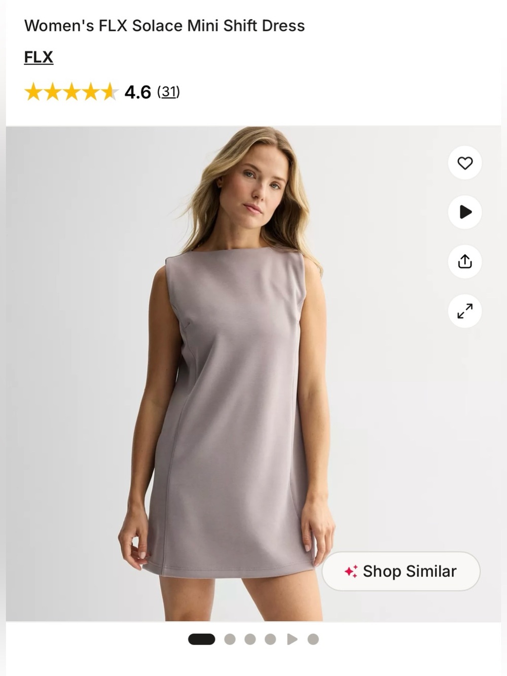 New NWT FLX Solace Mini Shift A Line Dress Buttery Soft Material Beautiful Color